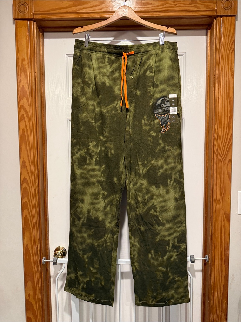 Olive Tie-Dye Lounge Pants with Orange Drawcord - Jurassic World